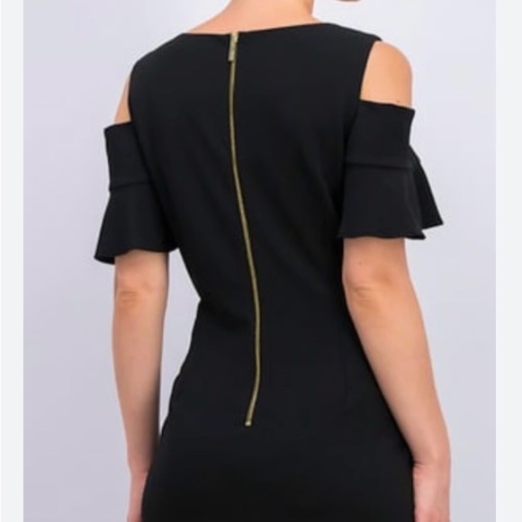 Calvin Klein Black Cold Shoulder Midi Dress - Picture 2 of 6